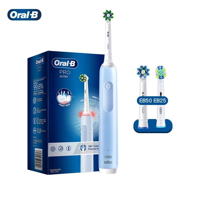 Oral B Pro 4 Ultra Electric Toothbrush 3D Rotation Rechargeable Teeth Brush Pressure Sensor 4 Brushing Modes 2 Min Timer - ShoreCo.Shop