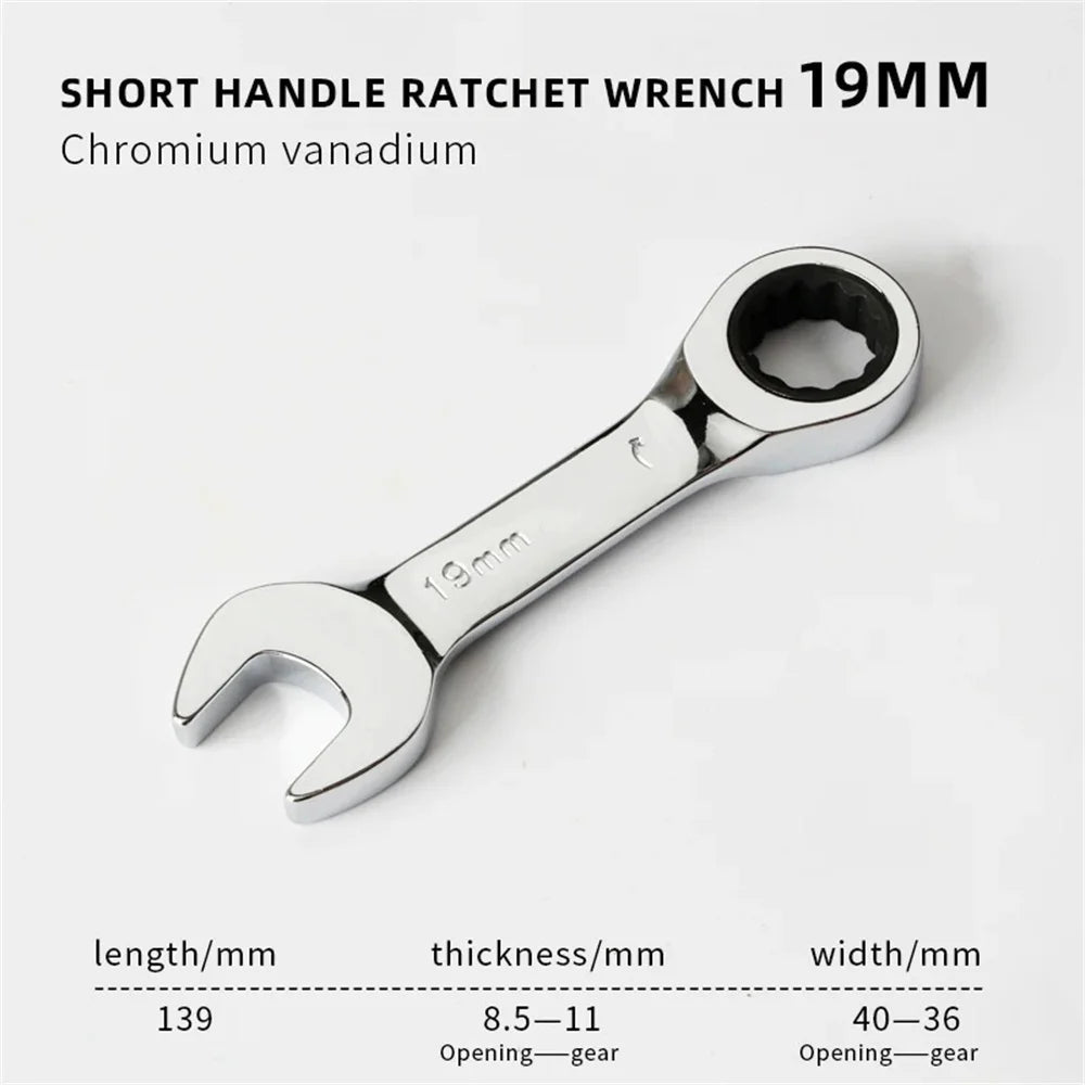 6-19mm Short Handle Quick Ratchet Wrench 72 Teeth Multi Functional Portable Short Dual-use Plum Blossom Small Wrench Hand Tools    Home Decor Supply | Online Retail | ShoreShopper.com