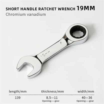 6-19mm Short Handle Quick Ratchet Wrench 72 Teeth Multi Functional Portable Short Dual-use Plum Blossom Small Wrench Hand Tools    Home Decor Supply | Online Retail | ShoreShopper.com