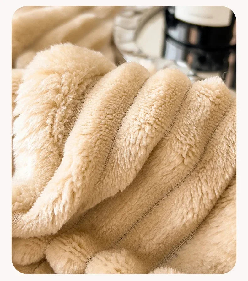 New Rabbit Plush Winter Thick Warm Coral Fleece Blanket Solid Color Double-Sided Cover Blanket Suitable Bedroom Supplies    Your Coastal Marketplace | Shoreshopper.com