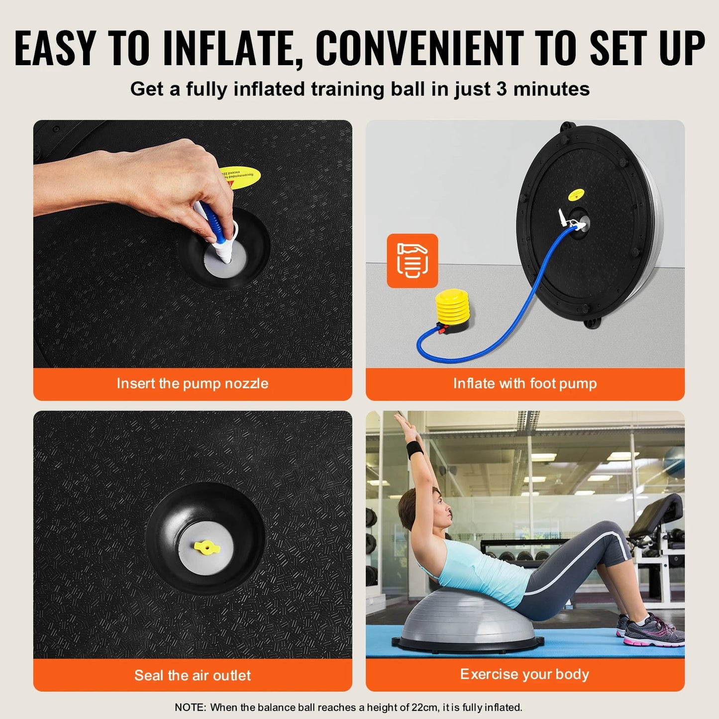 SucceBuy 23/26 inch Half Exercise Ball Trainer Balance Ball Trainer 660lbs Capacity Stability Ball Yoga Ball w/ Resistance Bands    Home Decor Supply | Online Retail | ShoreShopper.com