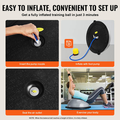 SucceBuy 23/26 inch Half Exercise Ball Trainer Balance Ball Trainer 660lbs Capacity Stability Ball Yoga Ball w/ Resistance Bands    Home Decor Supply | Online Retail | ShoreShopper.com