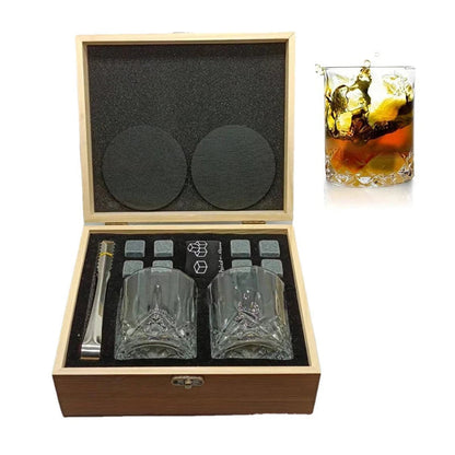 Father'S Day Gift For Men Whiskey Stones Set 8 Pcs Granite Ice Cubes+ 2 Pcs Cups For Whisky In Wooden Bottle Box Present For Dad    Your Coastal Marketplace | Shoreshopper.com