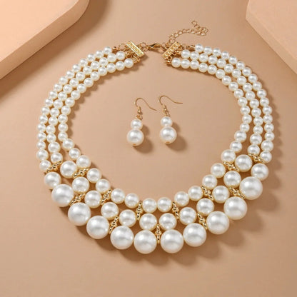 Bridal Wedding Jewelry Set New Fashion Multi layer Handmade Imitation Pearl Necklace and Earrings Women's Party Accessories    Home Decor Supply | Online Retail | ShoreShopper.com