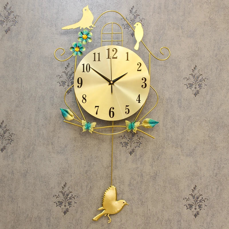 Creative Black Iron Swing Hanging Bird Wall Clock, Durable, Electronic, Large, Arts And Crafts, Modern Design    Home Decor Supply | Online Retail | ShoreShopper.com