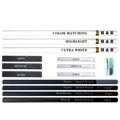 15PCS/Set Art Supplies Drawing Kit White Charcoal and Pastel Pencils Set Painting Tools Professional Drawing Kit    Home Decor Supply | Online Retail | ShoreShopper.com