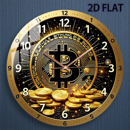 Bitcoin Cryptocurrency Wall Clock - Silent Quartz Movement with Golden ₿ Symbol, Circuit Board & Golden Coin Design - Modern Ho    Home Decor Supply | Online Retail | ShoreShopper.com