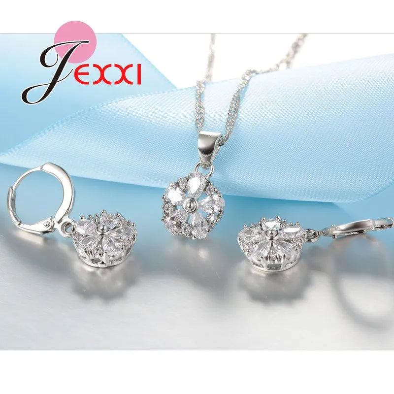 Fashion Elegant Jewelry Set For Women Wedding Accessory Cubic Zircon Crystal 925 Sterling Silver Jewellery Set For Lady    Home Decor Supply | Online Retail | ShoreShopper.com