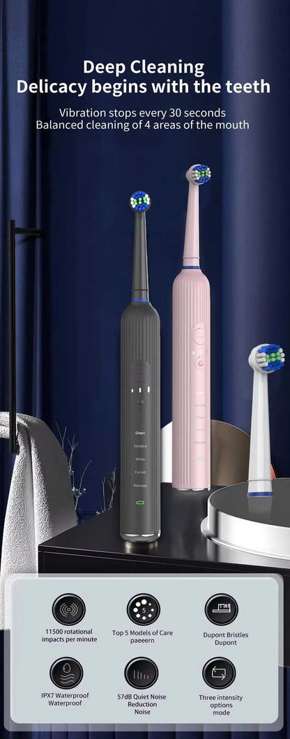 Compatible with Oral B Sonic Electric Toothbrush Smart Ultrasonic Dental Teeth Whitening Rechargeable Adult Tooth Brush 3 Head - ShoreCo.Shop