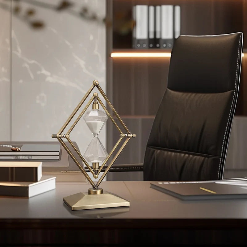 [Luxury Hourglass Timer] 30 Minutes Luxury Modern Geometric Hourglass Timer Ornament | Office Desk Decoration Display    Home Decor Supply | Online Retail | ShoreShopper.com