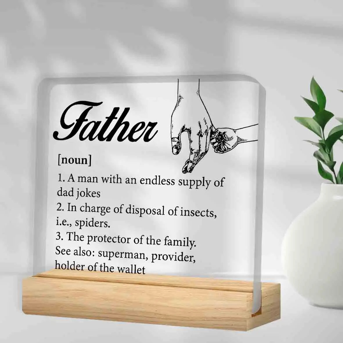 Father Gifts From Daughter Son, Gifts for Dad Birthday Father's Day, Father Definition Clear Acrylic Desk Decorative Sign    Your Coastal Marketplace | Shoreshopper.com