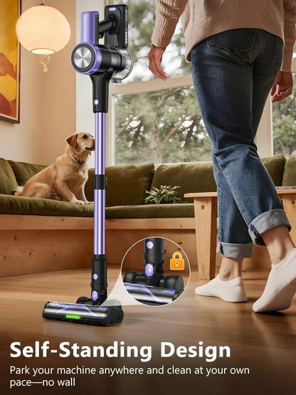 CordlVacuum Cleaner, 46KPa/500W Stick Vacuum with 55 Mins Runtime, Self-Standing Vacuum Cleaner for Home, LED Display, Anti - ShoreCo.Shop