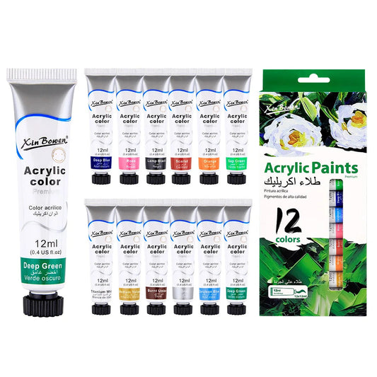 12Color Acrylic Paint Set 12ml Tubes Waterproof Art Supplies for Beginner Artists DIY Painting on Canvas Wall Art Craft Projects    Home Decor Supply | Online Retail | ShoreShopper.com