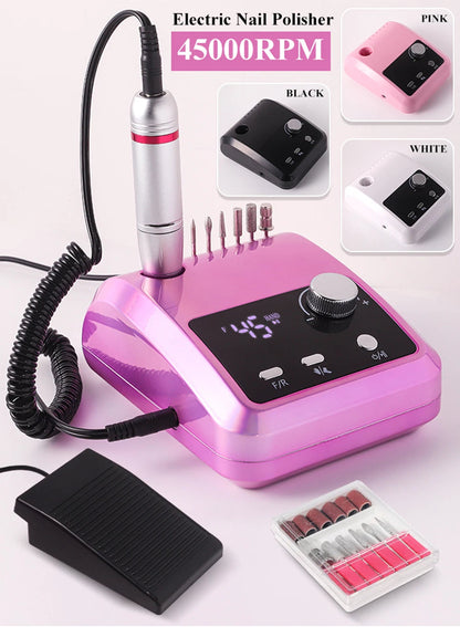 45000RPM Nail Drill Machine Professional Nail Lathe with Large LCD Screen Smart Electric Manicure Polisher Nail Art Tools    Home Decor Supply | Online Retail | ShoreShopper.com
