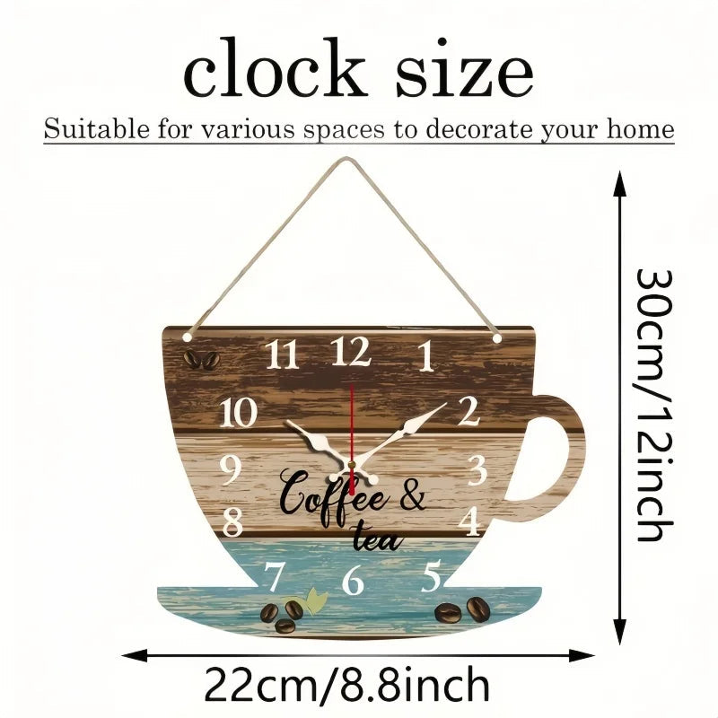 Coffee Cup Shaped Wooden Silent Hanging Wall Clock,Wood Grain Design Suitable For Living Room,Study Room,Bedroom,Home Decoration    Home Decor Supply | Online Retail | ShoreShopper.com