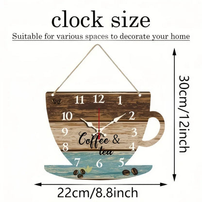 Coffee Cup Shaped Wooden Silent Hanging Wall Clock,Wood Grain Design Suitable For Living Room,Study Room,Bedroom,Home Decoration    Home Decor Supply | Online Retail | ShoreShopper.com