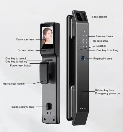 3D Face Recognition Unlock Digital Door Lock With Camera FIngerprint Password Unlock Keyless Electronic Door Lock - ShoreCo.Shop