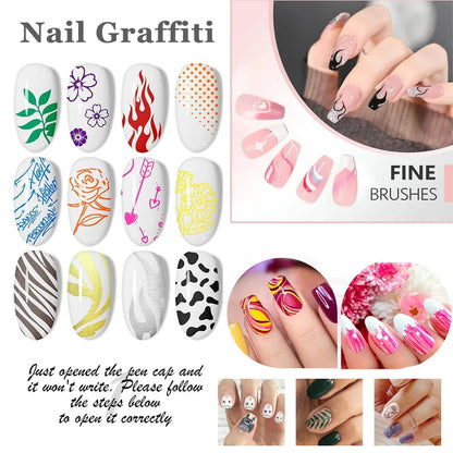 Nail Art Graffiti Pen Nail Acrylic Paint Pen Waterproof Painting Lines Pencil DIY Drawing Abstract Design Nail Accessories    Home Decor Supply | Online Retail | ShoreShopper.com