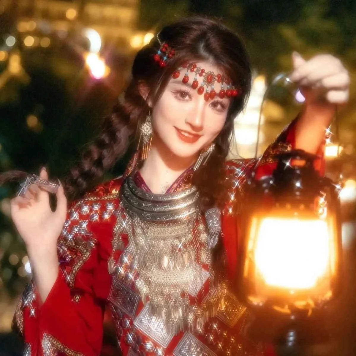 Retro Ethnic Exotic Style Headwear with Eyebrows Water Droplets Tassels Hair Strands Bohemian Headwear Accessories Jewelry