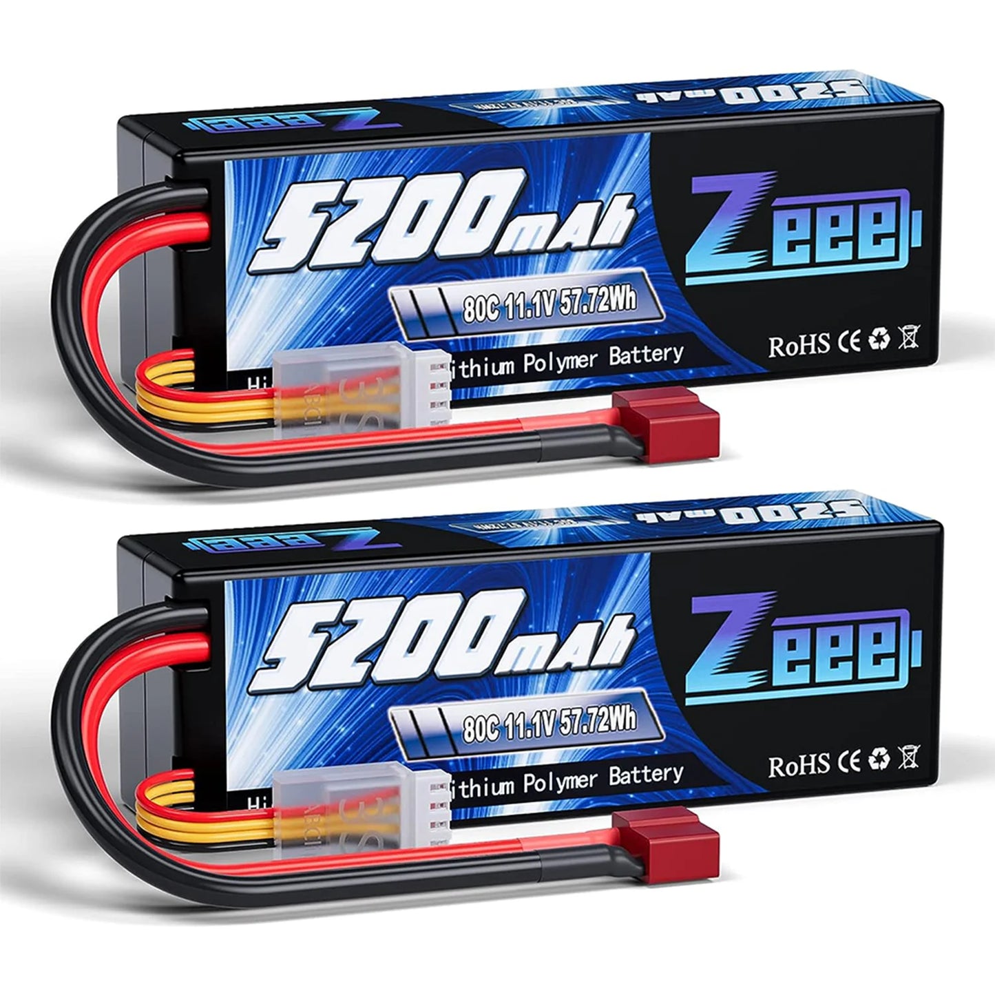 Zeee 3S LiPo RC Battery 11.1V 5200mAh 80C Hardcase w/ Plugs - ShoreCo.Shop