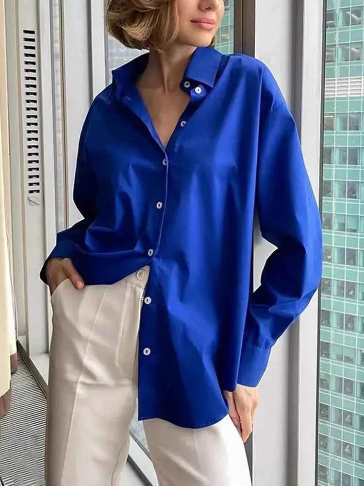 100% Cotton Shirts for Women Spring and Summer Fashion Long Sleeve Shirt Single Breasted Design Casual Loose Blouse for Women
