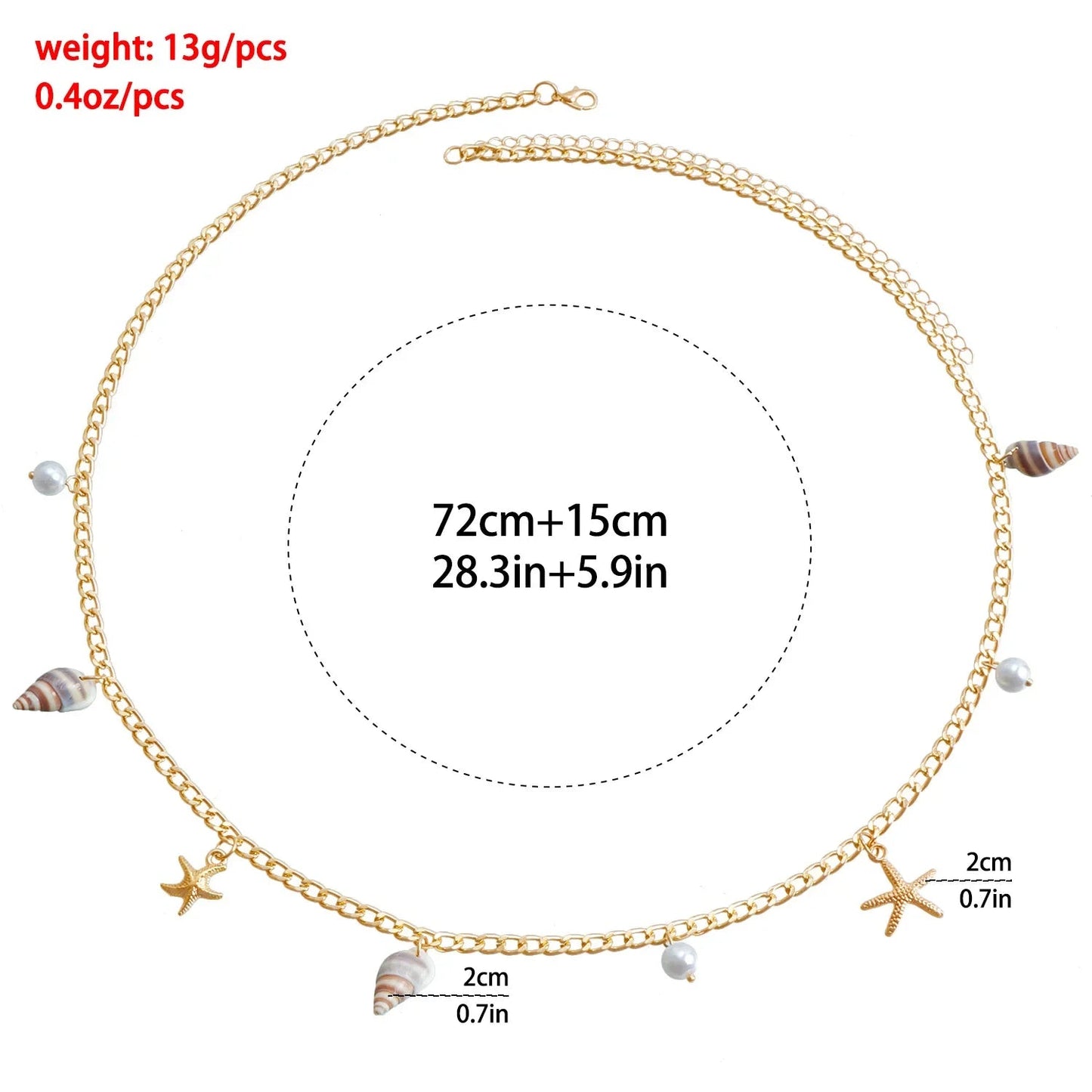 Bohemian Summer Beach Shell Waist Link Imitation Pearl Sea Star Conch Pendant Body Chain for Women Fashion Jewelry Accessories    Your Coastal Marketplace | Shoreshopper.com
