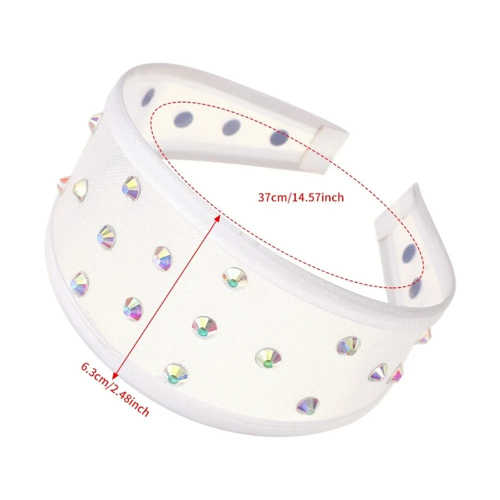 Headwear Mesh Pearls Headband Creative Beads Rhinestone Wide Hair Hoop Solid Color Waterproof Black White Hairband Wash Face    Your Coastal Marketplace | Shoreshopper.com