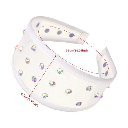 Headwear Mesh Pearls Headband Creative Beads Rhinestone Wide Hair Hoop Solid Color Waterproof Black White Hairband Wash Face    Your Coastal Marketplace | Shoreshopper.com