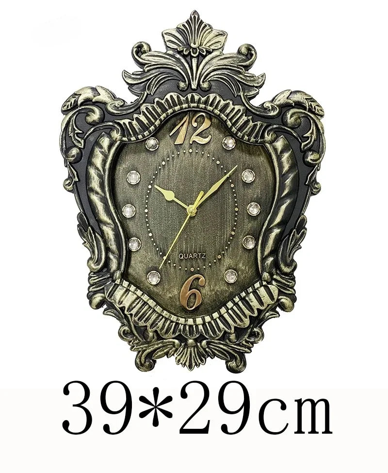 14" Vintage European Court elegance classical Style Wall Clock with Electroplated Black Gold/Silver & Roman Numerals for bedroom    Home Decor Supply | Online Retail | ShoreShopper.com