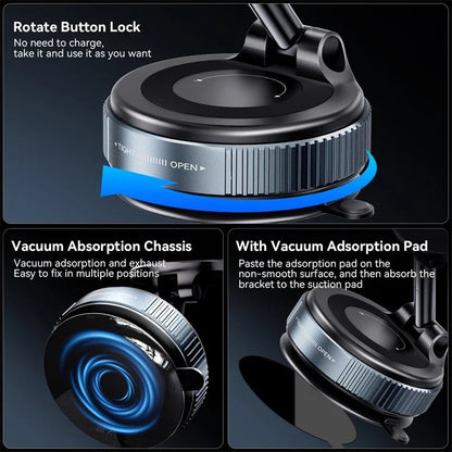 Car Mount Electric Vacuum Magnetic Holder Foldable Strong Suction Stand For Cell Phone For iphone 12 13 14 15 16 Live Streaming    Home Decor Supply | Online Retail | ShoreShopper.com
