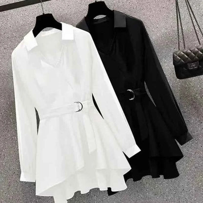 Women Blouses Summer Shirts 2025 New Short Spring High Waist Long Sleeve Shirt Casual Elegant Work Slim Fit White Black Y2k Top