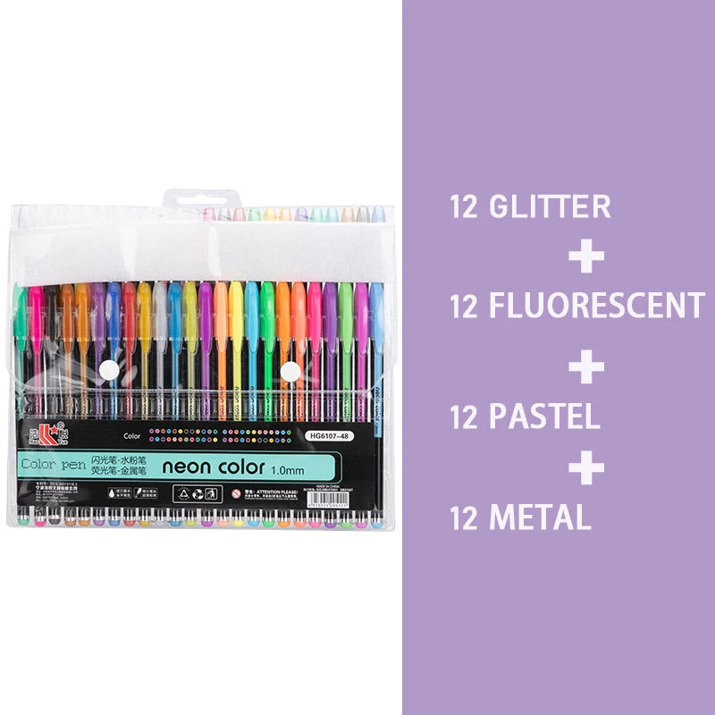 Kit 60 Colored Gel Pen Set, Glitter Metallic Pastel Neon Pen 12 24 36 48 Colors    Home Decor Supply | Online Retail | ShoreShopper.com