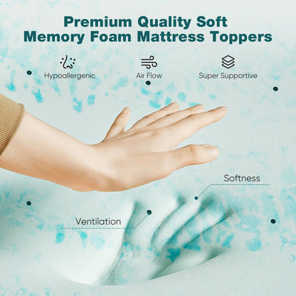JHK 2 Inch Gel Memory Foam Mattress Topper Full Size Cooling Mattress Soft and Breathable Bed Topper School Bedroom Furniture    Home Decor Supply | Online Retail | ShoreShopper.com