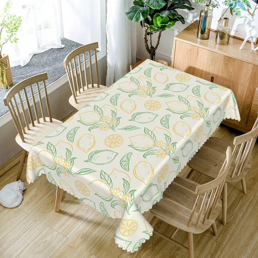 Waterproof Lemon Tablecloth Blue White Check Pattern Summer Decor Kitchen Dining Table Cover for Outdoor Indoor Rustic Style    Your Coastal Marketplace | Shoreshopper.com