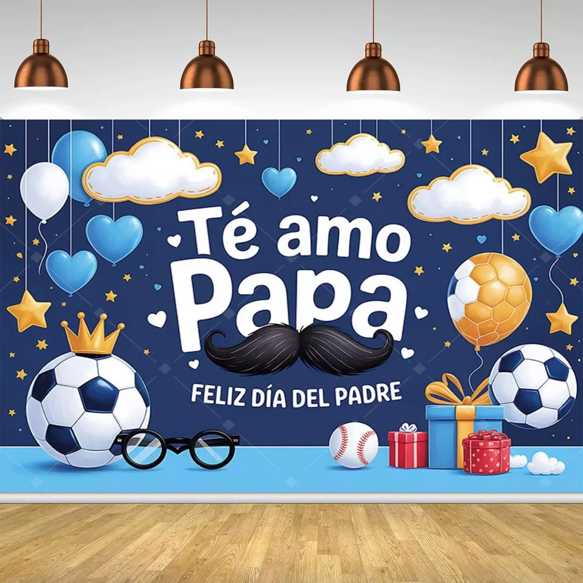 Spanish Feliz Dia Papa Backdrop Father's Day Photo Background Balloon Mustache Tie Banner Dad Party Decoration  Booth Props    Your Coastal Marketplace | Shoreshopper.com