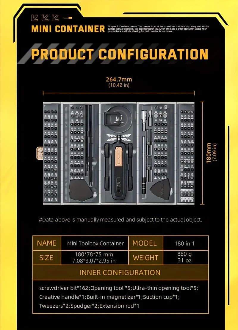 180 in 1 Precision Manual  Multifunctional Screwdriver Set Magnetic Phillips Bits Mobile iPhone & PC & Glasses Repair Tool Gift    Home Decor Supply | Online Retail | ShoreShopper.com
