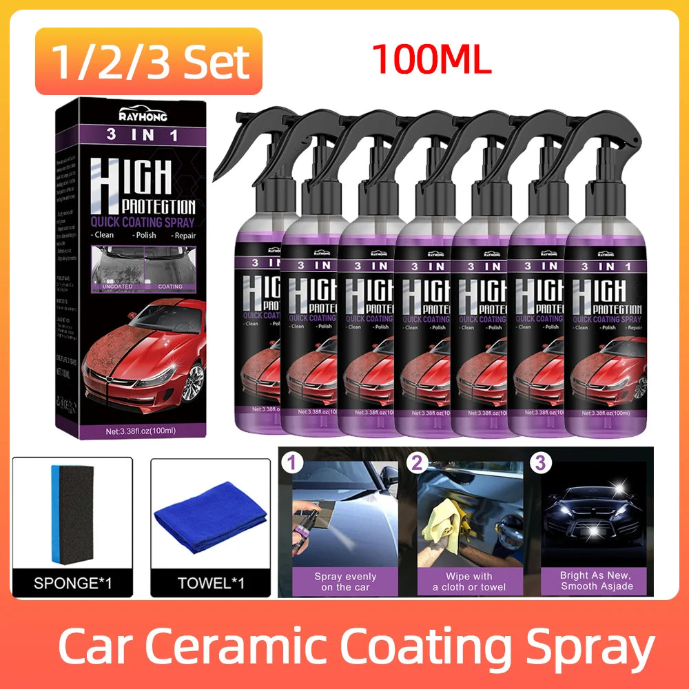 3 In 1 Car Ceramic Coating Spray High Protection Shine Armor Ceramic Car Wash Car Shield 30/100ml Polishing Spraying Wax Tools    Home Decor Supply | Online Retail | ShoreShopper.com