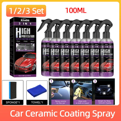 3 In 1 Car Ceramic Coating Spray High Protection Shine Armor Ceramic Car Wash Car Shield 30/100ml Polishing Spraying Wax Tools    Home Decor Supply | Online Retail | ShoreShopper.com