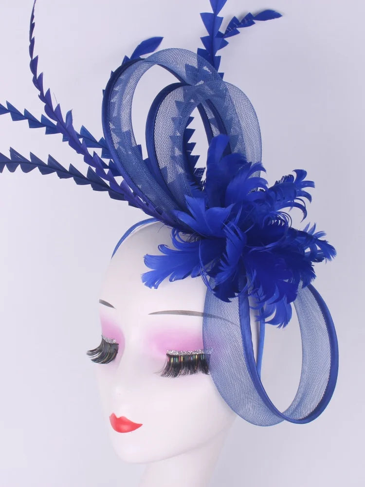 Light blue feather headwear, women's formal event Derby headwear, elegant ladies' hat, fashionable wedding headwear hat    Your Coastal Marketplace | Shoreshopper.com