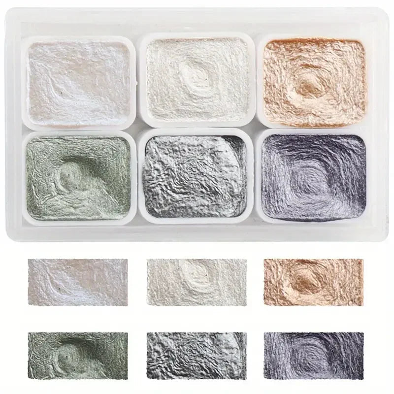 6-Color Iridescent Watercolor Paint Set for Artists and Painting Enthusiasts, Perfect for Professional Artistic Purposes    Home Decor Supply | Online Retail | ShoreShopper.com