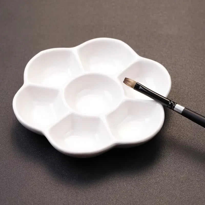 Artsecret 1 pc Simple White Ceramic Multi-Compartment Palette Pigment Mixing Palette Art Supplies Multiple Variants Available    Home Decor Supply | Online Retail | ShoreShopper.com