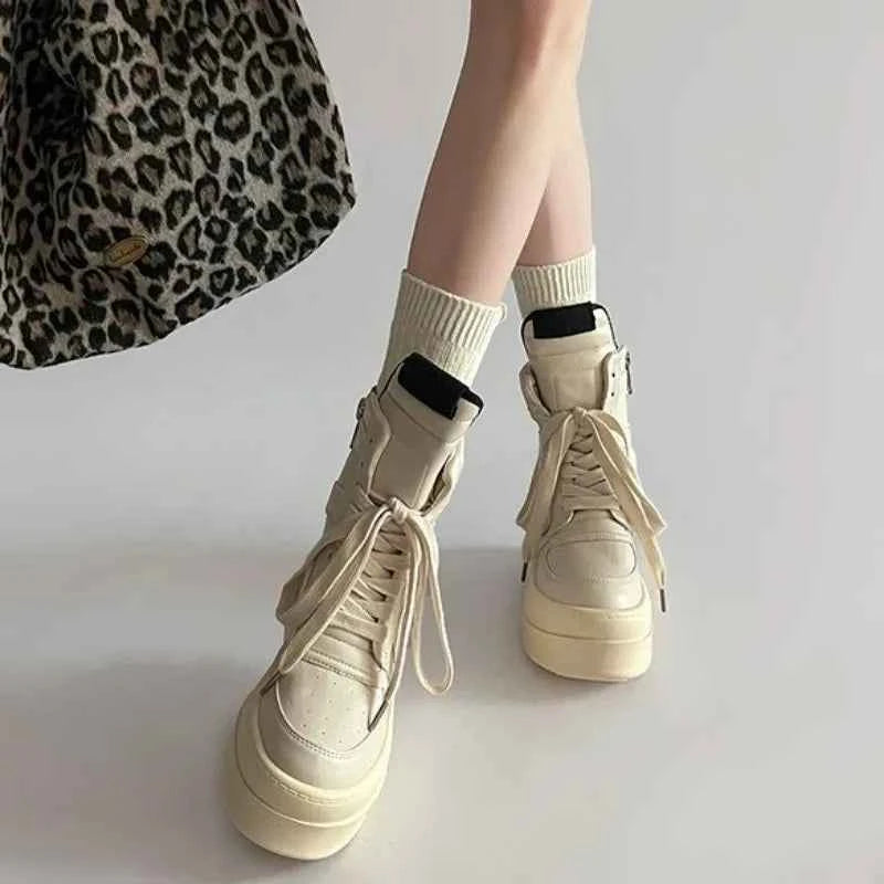 Shoes for Women Women's Ankle Boots Trendy Retro High-top Women's Shoes Fashion Casual Chunky Platform Luxury Designer Sneakers