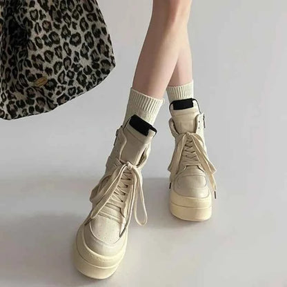 Shoes for Women Women's Ankle Boots Trendy Retro High-top Women's Shoes Fashion Casual Chunky Platform Luxury Designer Sneakers