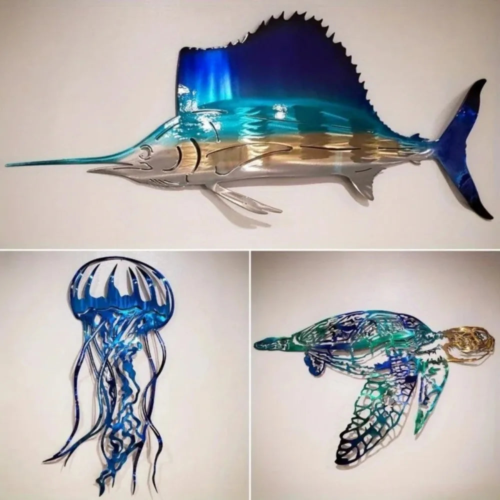 Metal Crafts Swordfish Jellyfish Turtle Home Decoration Art Wall Decoration Ornaments Popular Iron Art, Wall decoration, Artwork    Your Coastal Marketplace | Shoreshopper.com