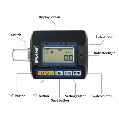 SHAHE High Precision Mini Torque Adapter Square Drive 1/2''1/4'' 3/8'' Digital Torque Wrench Electronic Digital Torque Meter - ShoreCo.Shop