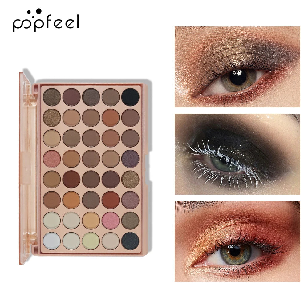 POPFEEL 40-Color Earth Tone & Pink Eyeshadow Palette – Versatile Shimmer, Matte, and Highlight Shades for Effortless Blending。 - ShoreCo.Shop
