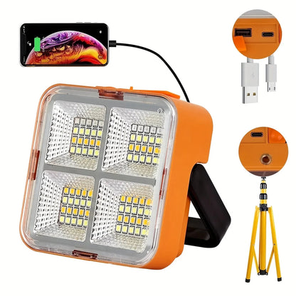 Solar rechargeable multifunctional led work light, portable outdoor floodlight-1200mah lithium battery, suitable for camping.    Home Decor Supply | Online Retail | ShoreShopper.com
