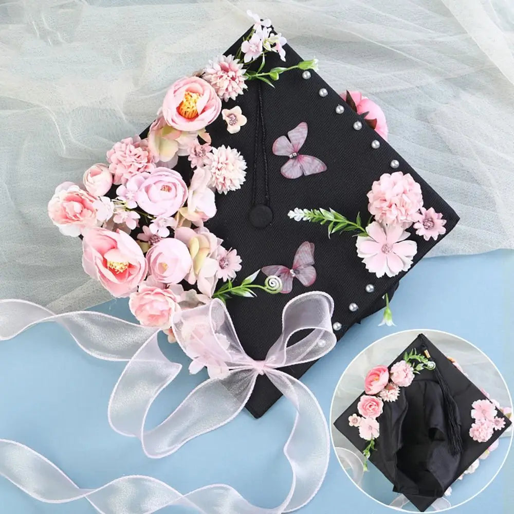 Headwear Doctor Flowers Graduation Cap Bachelor Master Trencher Cap Fringe Charm Ornament Mortar Board University    Your Coastal Marketplace | Shoreshopper.com