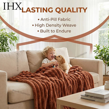 IHX Solid Color Imitation Rabbit Plush Milk Plush Thickened Thermal Leisure Home Blanket Office Nap Blanket, Custom Blanket Size    Your Coastal Marketplace | Shoreshopper.com
