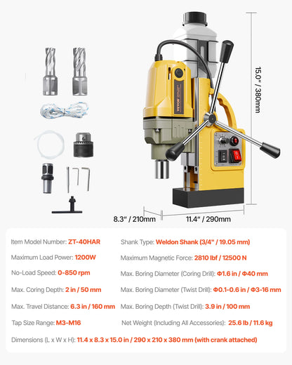 SucceBuy Magnetic Drill Boring Diameter Portable Electric Mag Drill Press Drilling Machine Metal Surface Industrial Improvement - ShoreCo.Shop